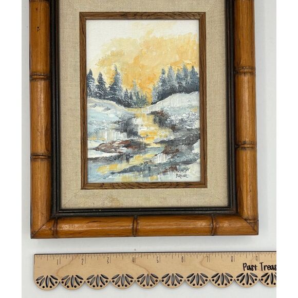 Vintage Artist Signed Painting Annette Perone Leiber Mountain Lake Framed - Picture 6 of 6